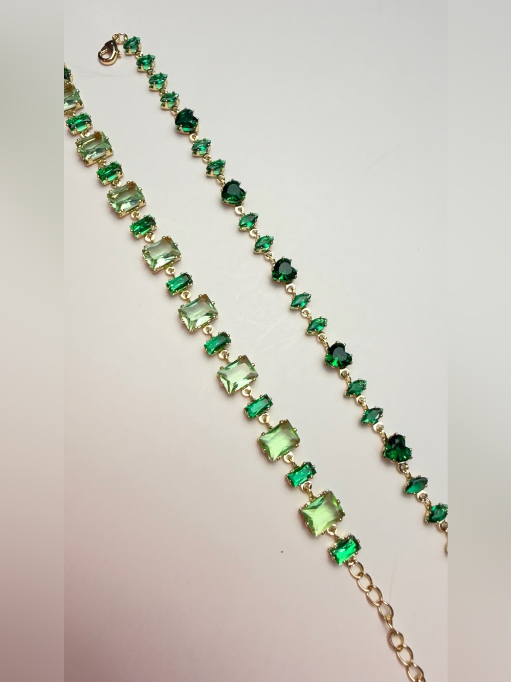 Gold Tone Green Crystal Bracelet Set | Emerald-Inspired Rhinestone Tennis Bracel